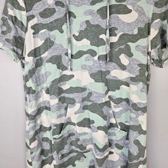 Cato Athleisure Camo Hoodie Dress Women’s Size M Green Gray Soft Casual Everyday - Picture 4 of 9